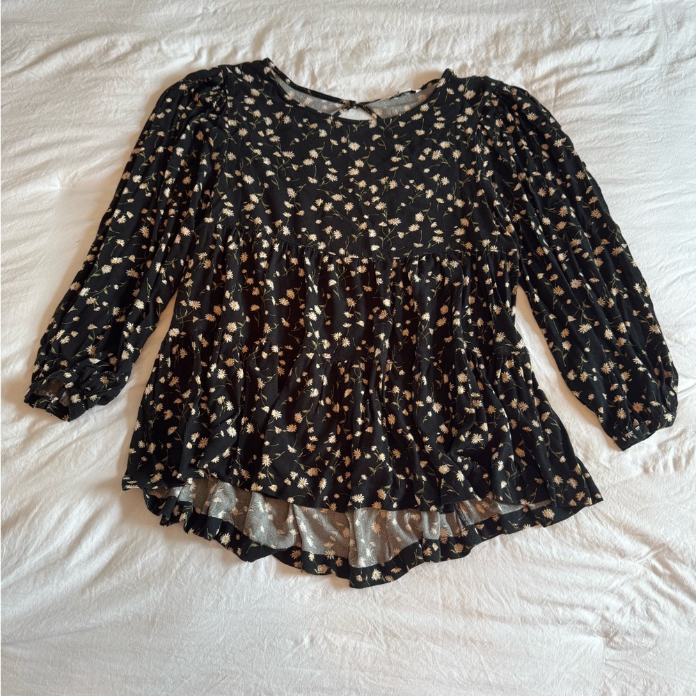 american eagle floral blouse, size: small, color: black, worn once